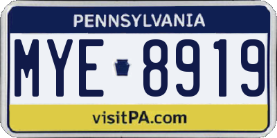 PA license plate MYE8919
