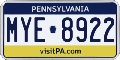 PA license plate MYE8922
