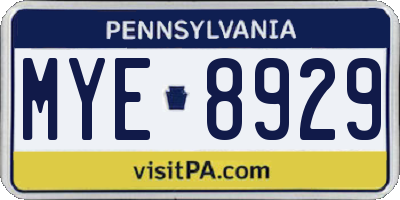 PA license plate MYE8929