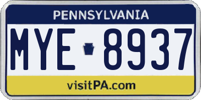 PA license plate MYE8937