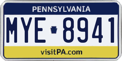 PA license plate MYE8941