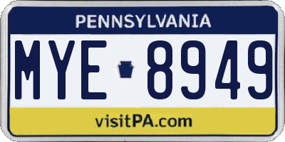 PA license plate MYE8949