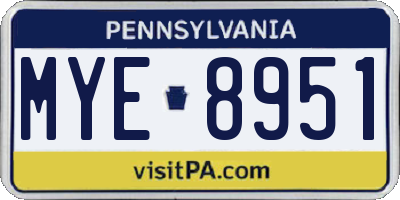 PA license plate MYE8951