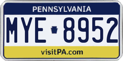 PA license plate MYE8952