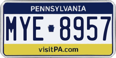 PA license plate MYE8957