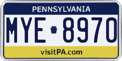 PA license plate MYE8970