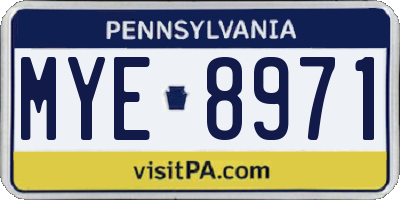 PA license plate MYE8971