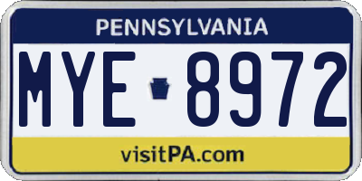 PA license plate MYE8972