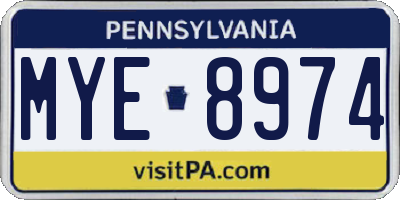 PA license plate MYE8974