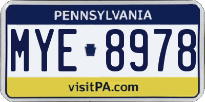 PA license plate MYE8978