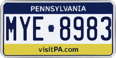 PA license plate MYE8983