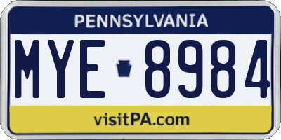PA license plate MYE8984