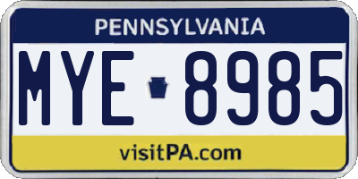 PA license plate MYE8985