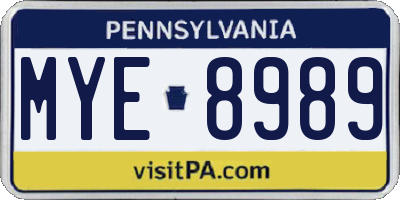 PA license plate MYE8989