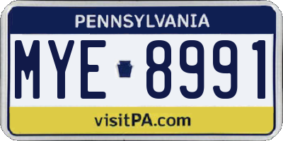 PA license plate MYE8991
