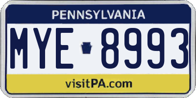 PA license plate MYE8993
