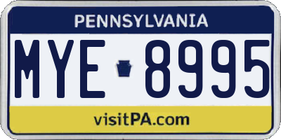 PA license plate MYE8995