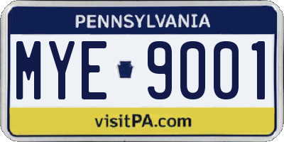 PA license plate MYE9001
