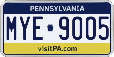 PA license plate MYE9005