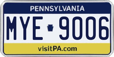 PA license plate MYE9006