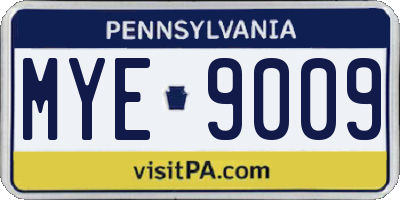 PA license plate MYE9009