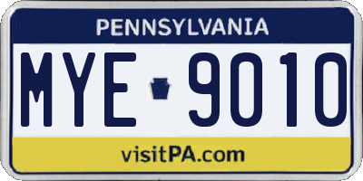 PA license plate MYE9010