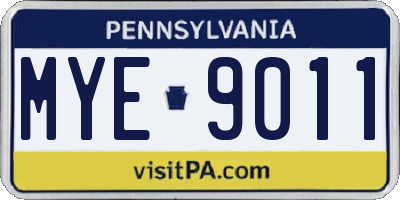 PA license plate MYE9011