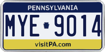 PA license plate MYE9014