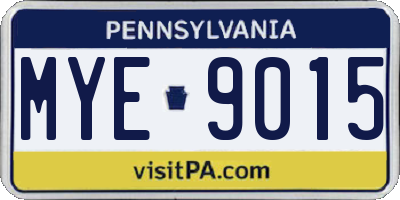 PA license plate MYE9015