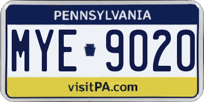 PA license plate MYE9020