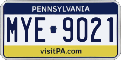 PA license plate MYE9021