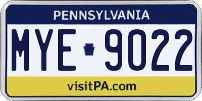 PA license plate MYE9022