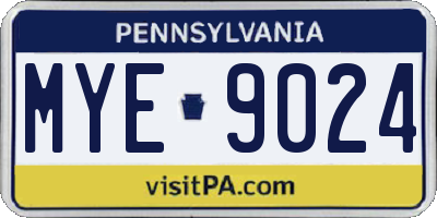 PA license plate MYE9024