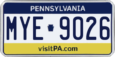 PA license plate MYE9026