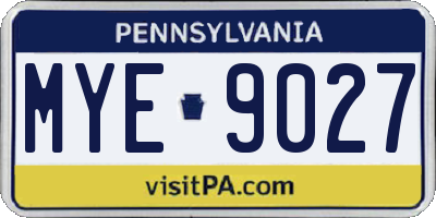 PA license plate MYE9027
