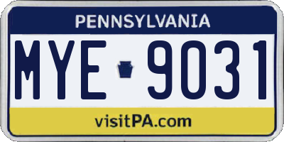 PA license plate MYE9031