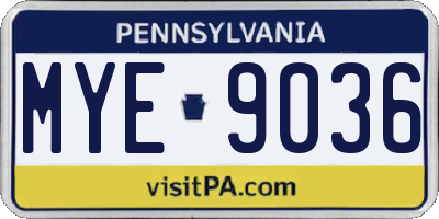 PA license plate MYE9036