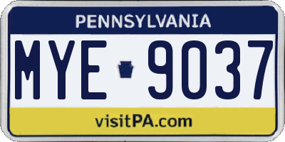 PA license plate MYE9037