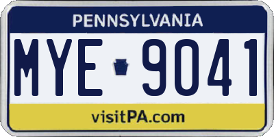 PA license plate MYE9041