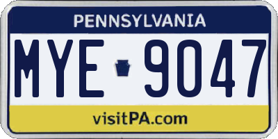 PA license plate MYE9047