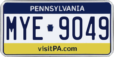 PA license plate MYE9049