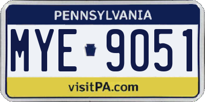 PA license plate MYE9051