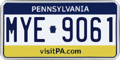 PA license plate MYE9061