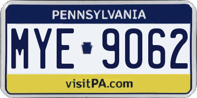 PA license plate MYE9062