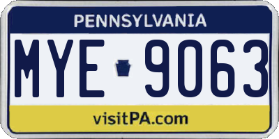 PA license plate MYE9063
