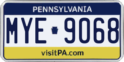 PA license plate MYE9068
