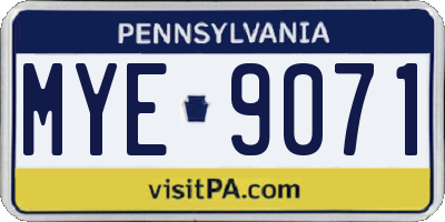 PA license plate MYE9071