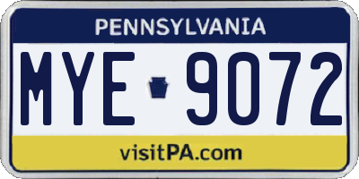 PA license plate MYE9072