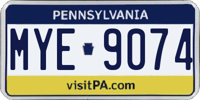 PA license plate MYE9074