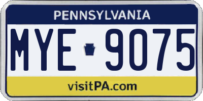 PA license plate MYE9075